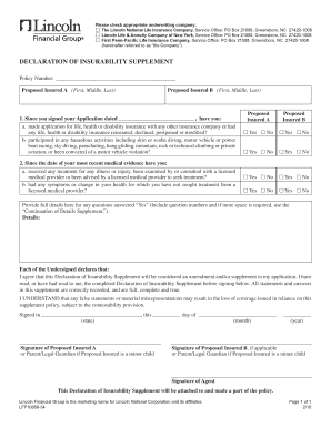 Declaration of Insurability Supplement