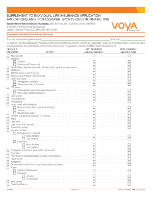 Avocational and Professional Sports Questionnaire
