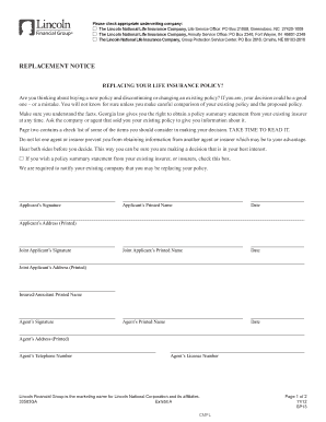 Georgia Life Insurance Replacement Notice