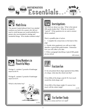 Fifth Grade Census Form