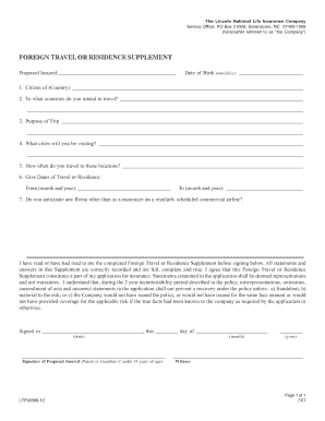 Foreign Travel or Residence Supplement