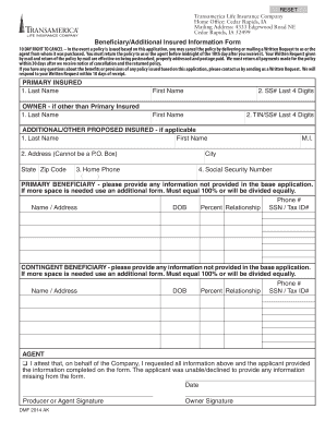 Beneficiary Additional Insured Information Form