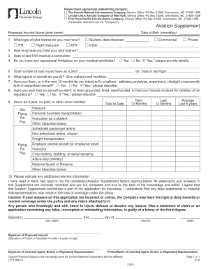 Aviation Supplement for Life Insurance Application
