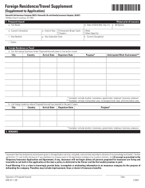 Foreign Residence Travel Supplement