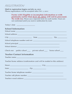 School Field Trip Registration Form