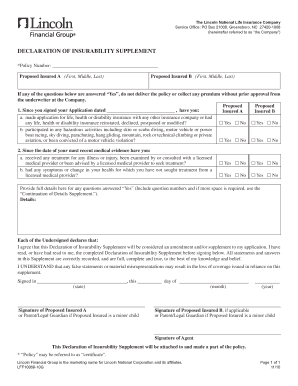 Declaration of Insurability Supplement