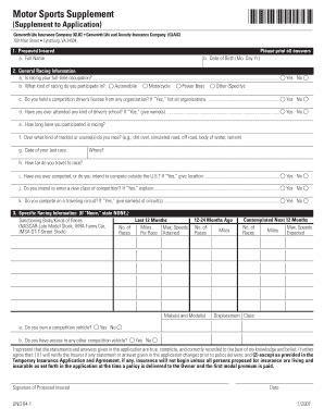 Motor Sports Supplement Application