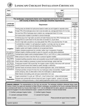 Landscape Installation Certificate