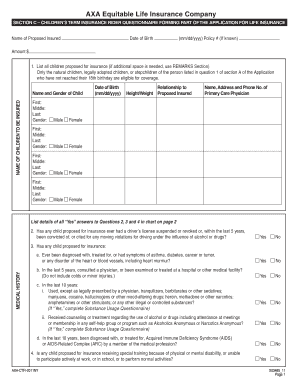 Children's Term Insurance Rider Questionnaire