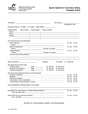 Banner Life Insurance Quick Quote for Coronary Artery Disease