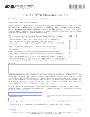 Application for Additional Insurance Option