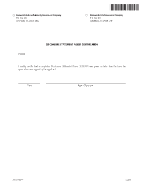 Agent Certification Disclosure Statement