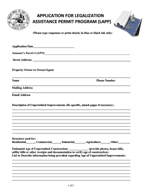Legalization Assistance Permit Program Application
