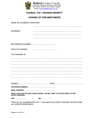 UK Council Tax Change of Circumstances Form