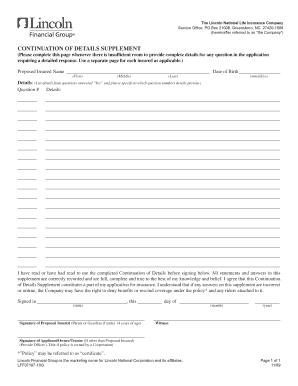 Continuation of Details Supplement