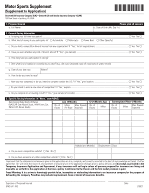 Motor Sports Supplement Application