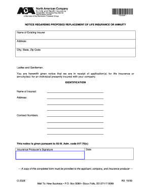 Notice Regarding Proposed Replacement of Life Insurance or Annuity