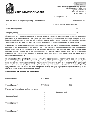 Appointment of Agent for Building Permit