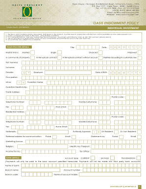 Oasis Endowment Policy Application Form