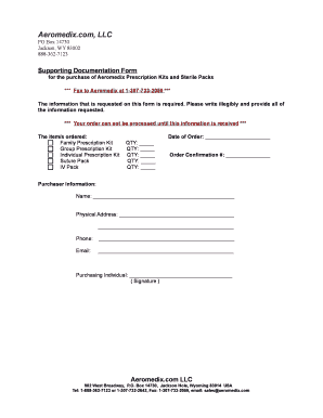 Aeromedix Prescription Kit Order Form