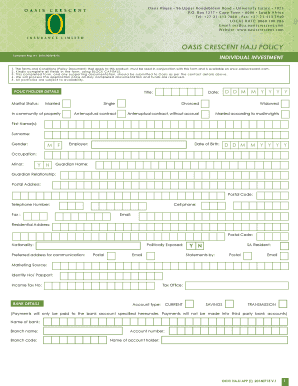 Oasis Crescent Hajj Policy Application Form