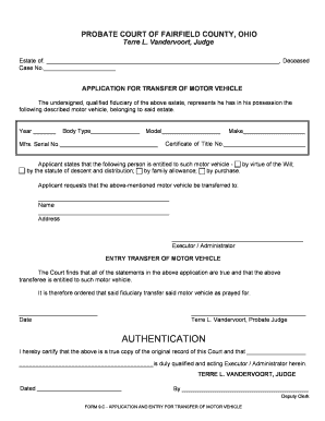 Ohio Motor Vehicle Transfer Application