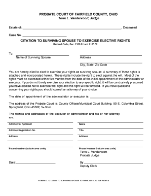 Citation to Surviving Spouse to Exercise Elective Rights