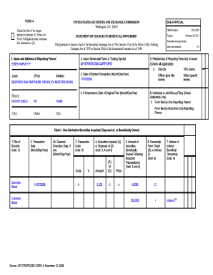Form 4 Statement of Changes in Beneficial Ownership