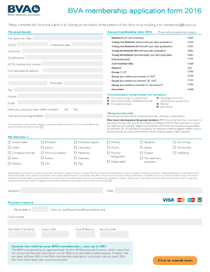 BVA Membership Application Form 2016