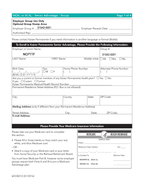 Kaiser Permanente Senior Advantage Group Enrollment Form