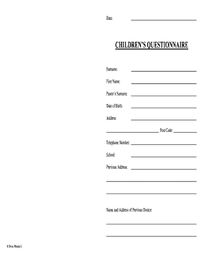 Children's Medical Questionnaire
