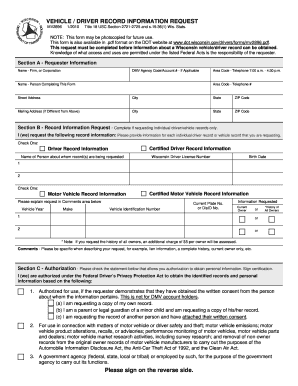 Wisconsin Vehicle/Driver Record Request Form
