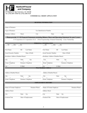 Commercial Credit Application