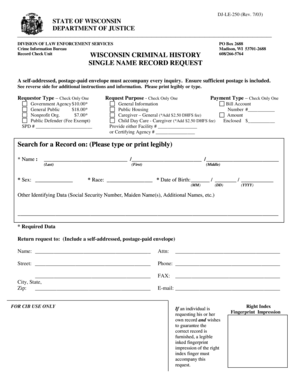 Wisconsin Criminal History Record Request