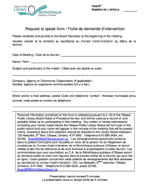 Request to Speak Form