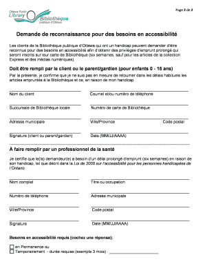 Demande de reconnaissance pour des besoins en accessibilité
