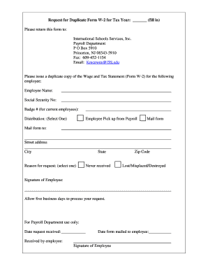 Request for Duplicate Form W-2