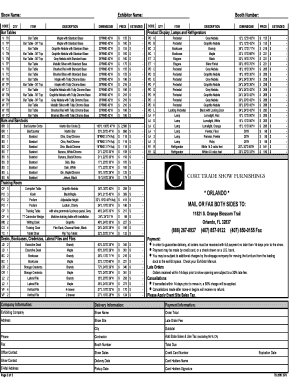 Exhibitor Furniture Order Form
