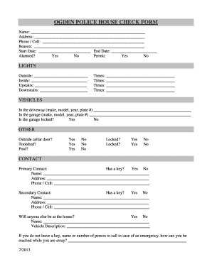 Ogden Police House Check Form