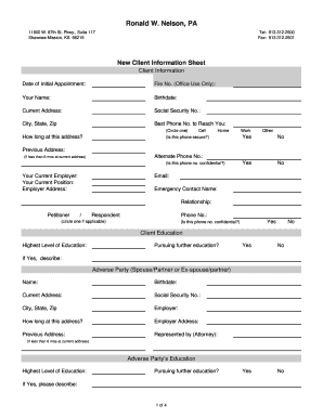 New Client Information Sheet