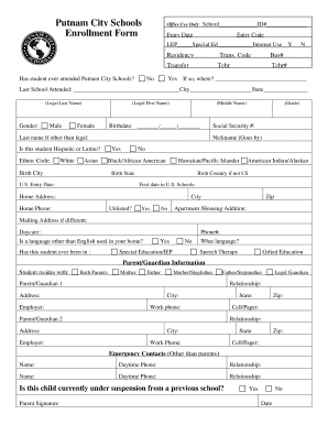 Putnam City Schools Enrollment Form