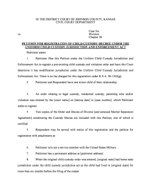 Petition for Registration of Child Custody Decree