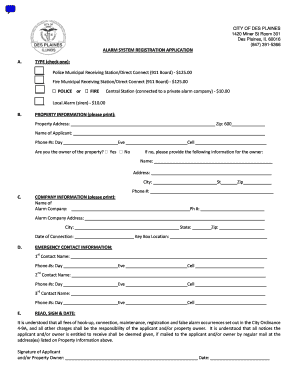Alarm System Registration Application