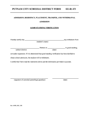 Student Good Standing Verification Form