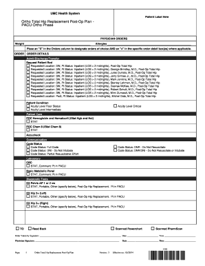 Ortho Total Hip Replacement Post-Op Plan