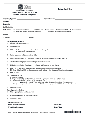 Outpatient Cardiac Implantable Device Plan