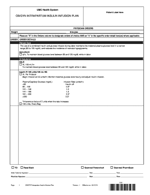 OB/GYN Intrapartum Insulin Infusion Plan