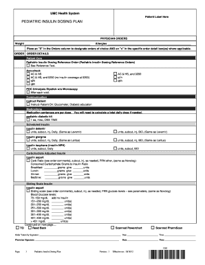 Pediatric Insulin Dosing Plan
