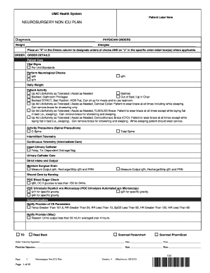 Neurosurgery Non ICU Plan
