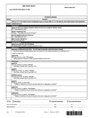 ICU Sedation Med Plan
